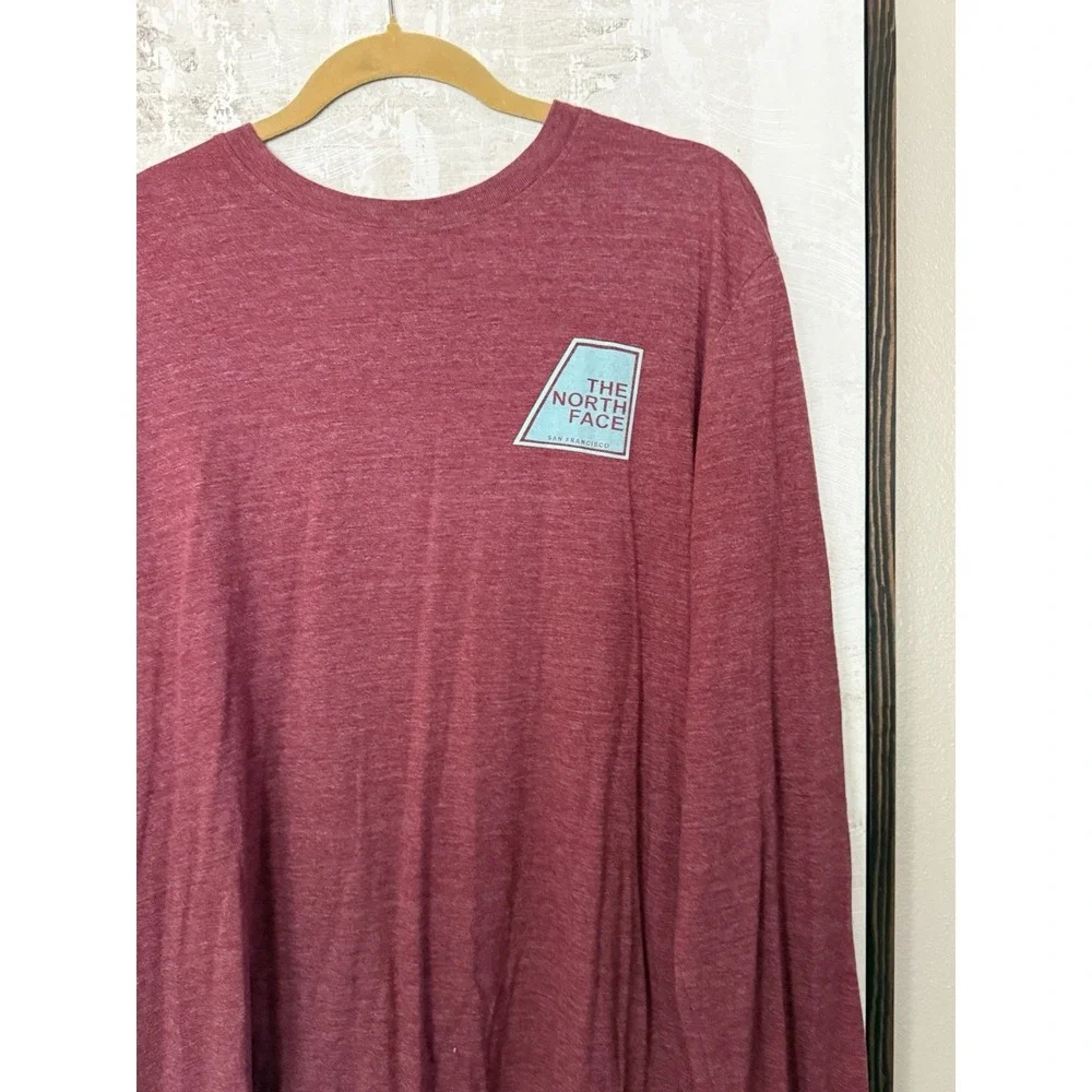 The North Face Mens Dark Red Long‎ Sleeve  T-Shirt Logo SanFrancisco Size XL